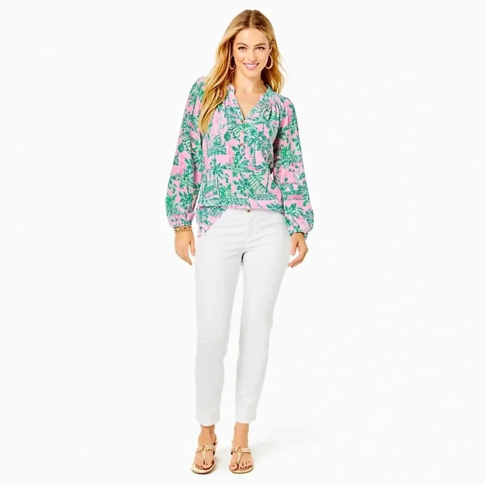 NWT Lilly Pulitzer white Kelly Textured skinny ankle pants sz 4